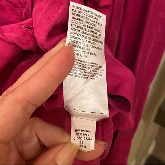 CHICO’S Women Pink Fuchsia 100% Modal Button Long Sleeve Top Size 2 (12/14) - Picture 7 of 7